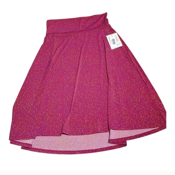 NWT LuLaRoe Azure Maroon Red Yellow Polka Dot Midi A Line Skirt Size Medium - Picture 1 of 4